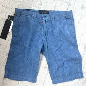 Kiton Men’s FlatFront Linen Shorts- Blue, size 30